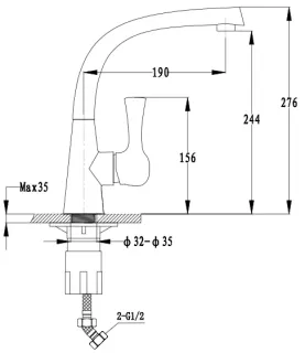 Смеситель для кухни GranFest 3723 графит